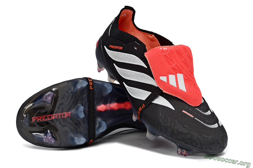 Adidas Predator 26 Elite Fold-Over Tongue FG Football Boots - Black/Crimson Red/Metallic Silver 4