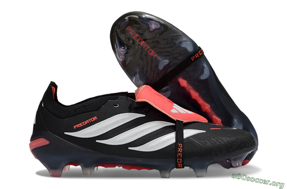 Adidas Predator 26 Elite Fold-Over Tongue FG Football Boots - Black/Crimson Red/Metallic Silver 2