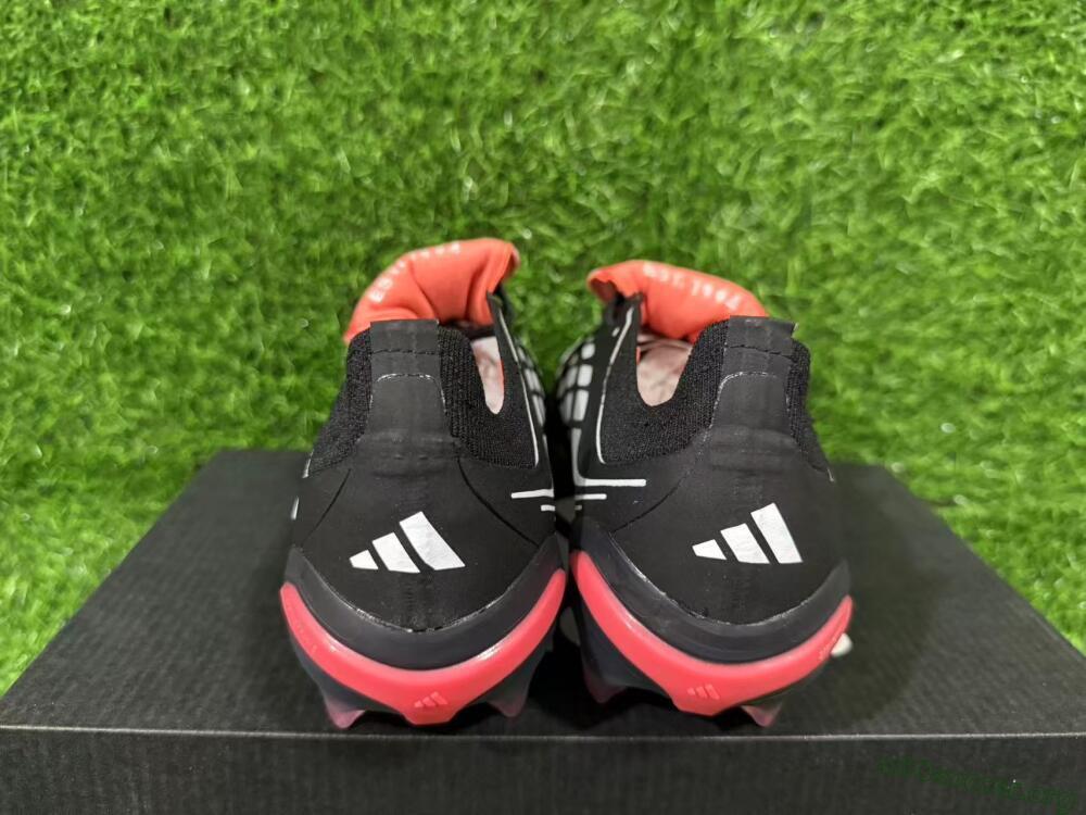 Adidas Predator 26 Elite Fold-Over Tongue FG Football Boots - Black/Crimson Red/Metallic Silver