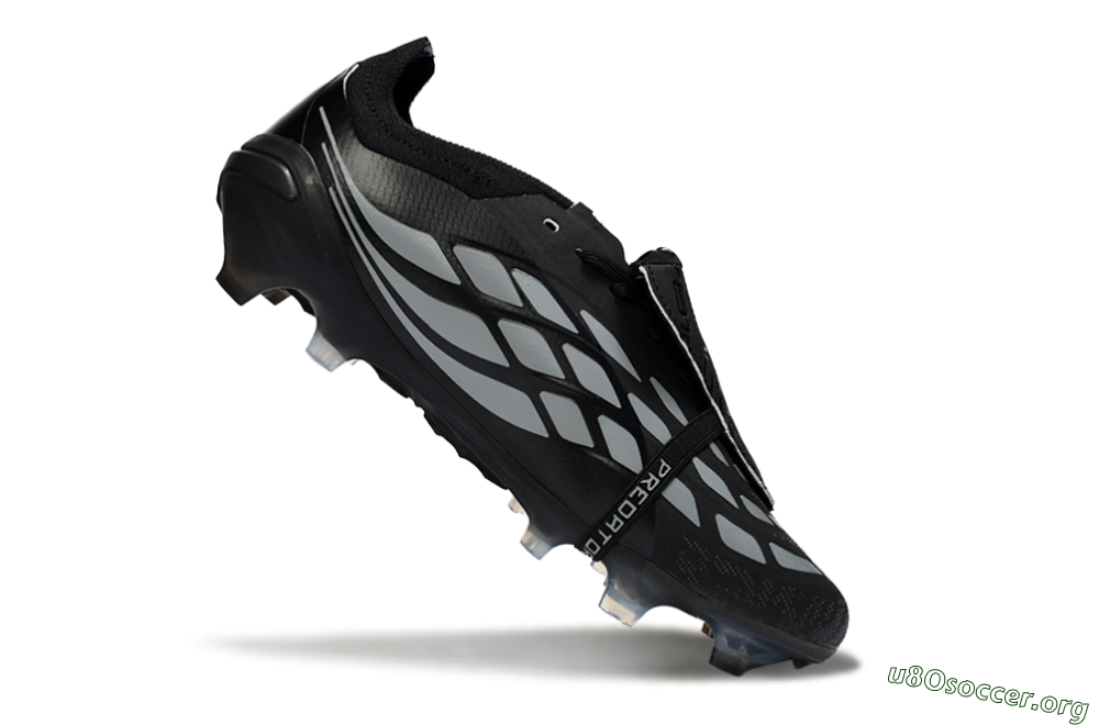 Adidas Predator 26 Elite Fold-Over Tongue FG Football Boots - Black/Charcoal Gray/Steel Silver 5