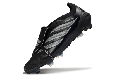 Adidas Predator 26 Elite Fold-Over Tongue FG Football Boots - Black/Charcoal Gray/Steel Silver