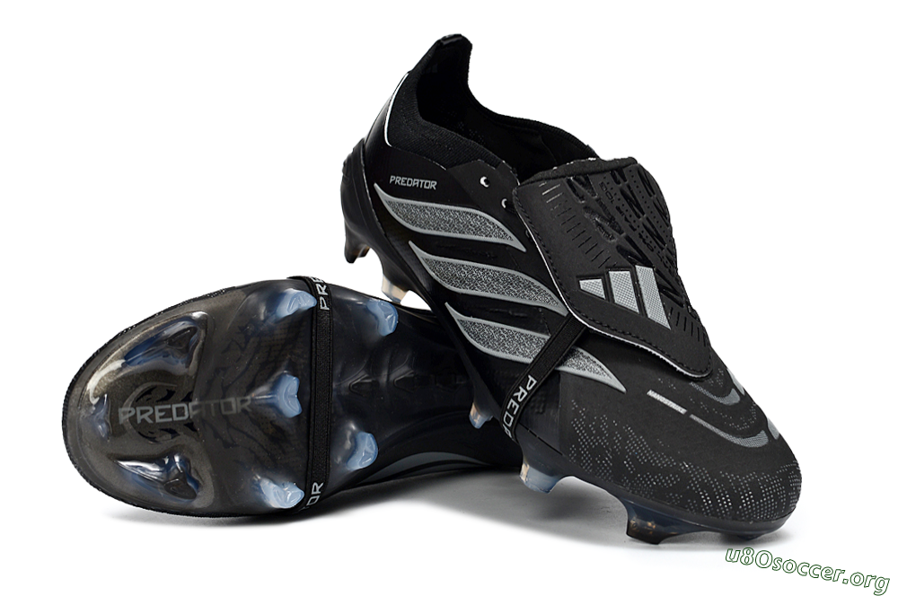 Adidas Predator 26 Elite Fold-Over Tongue FG Football Boots - Black/Charcoal Gray/Steel Silver 4