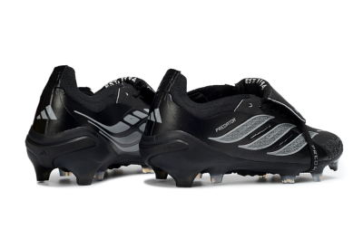 Adidas Predator 26 Elite Fold-Over Tongue FG Football Boots - Black/Charcoal Gray/Steel Silver