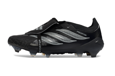 Adidas Predator 26 Elite Fold-Over Tongue FG Football Boots - Black/Charcoal Gray/Steel Silver