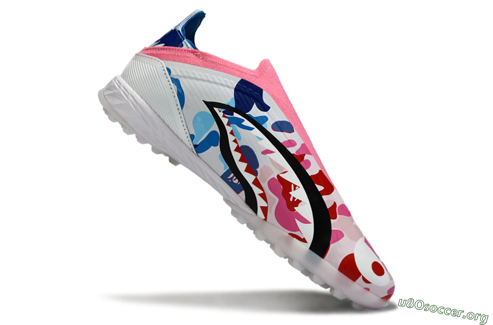 Adidas F50 Elite Laceless TF Football Shoes - Pink/Coral Blue/Soft White 5