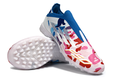 Adidas F50 Elite Laceless TF Football Shoes - Pink/Coral Blue/Soft White