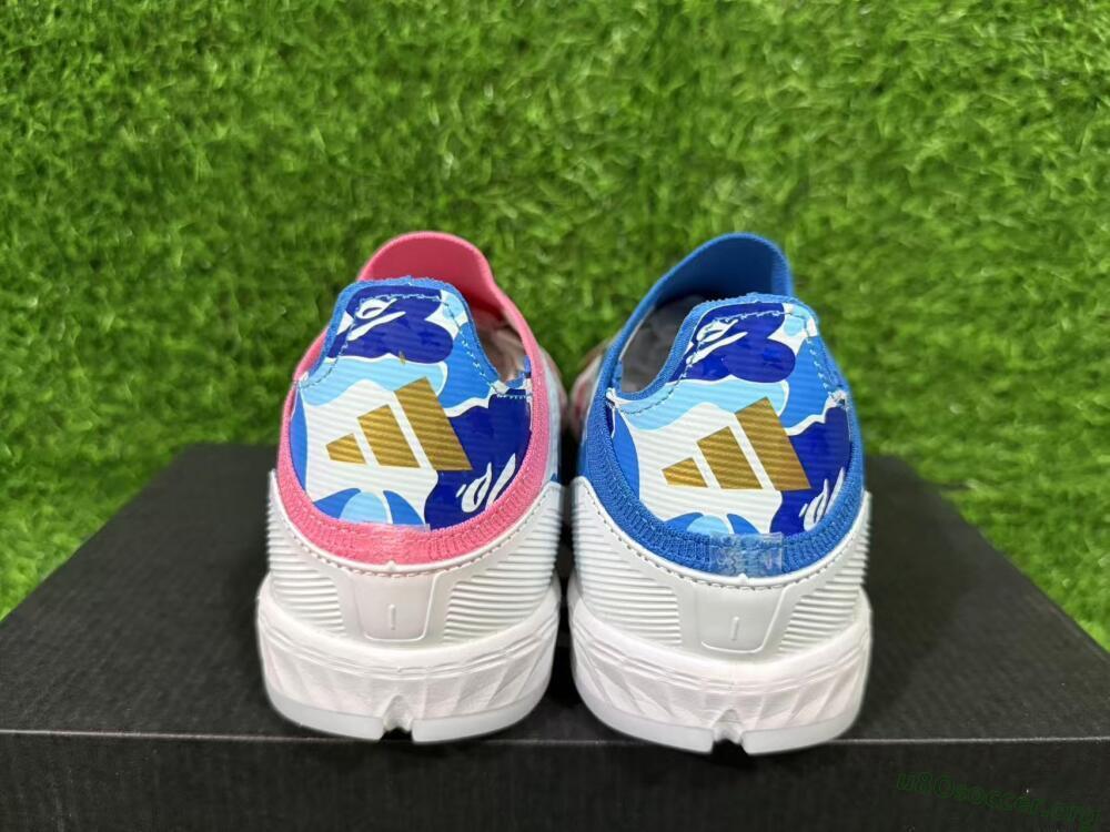 Adidas F50 Elite Laceless TF Football Shoes - Pink/Coral Blue/Soft White