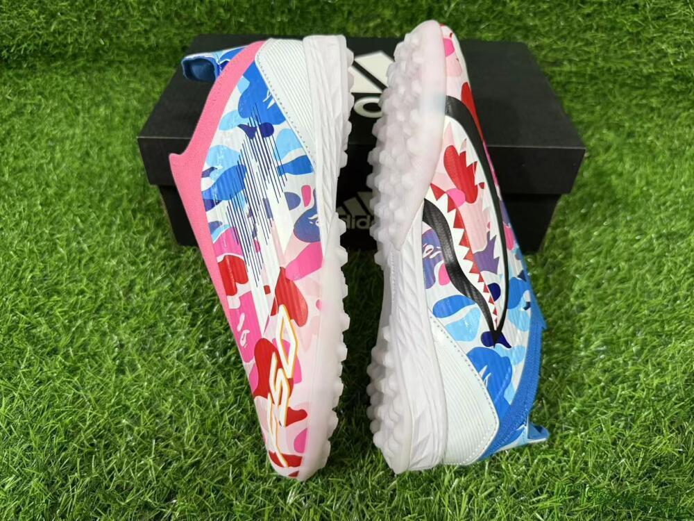 Adidas F50 Elite Laceless TF Football Shoes - Pink/Coral Blue/Soft White