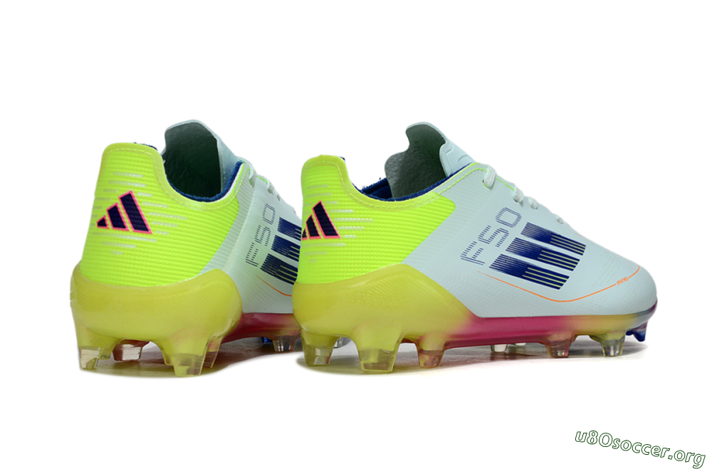Adidas F50 Elite FG Football Boots - White/Neon Yellow/Coral Pink 5