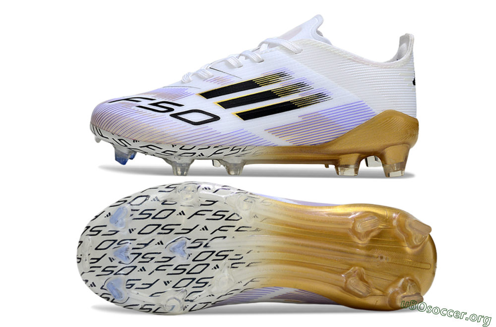 Adidas F50 Elite FG Football Boots - White/Golden Glow/Black Stripes 1