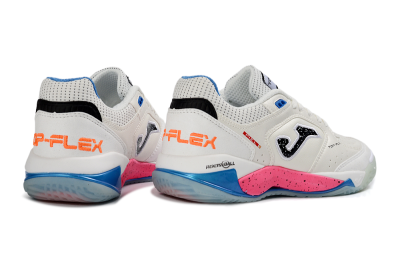 Joma Top Flex IC Football Shoes - White/Coral Pink/Ocean Blue
