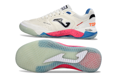 Joma Top Flex IC Football Shoes - White/Coral Pink/Ocean Blue