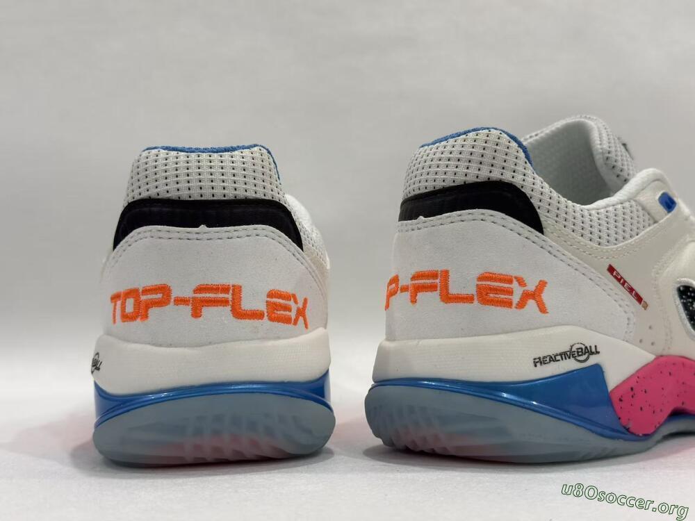 Joma Top Flex IC Football Shoes - White/Coral Pink/Ocean Blue