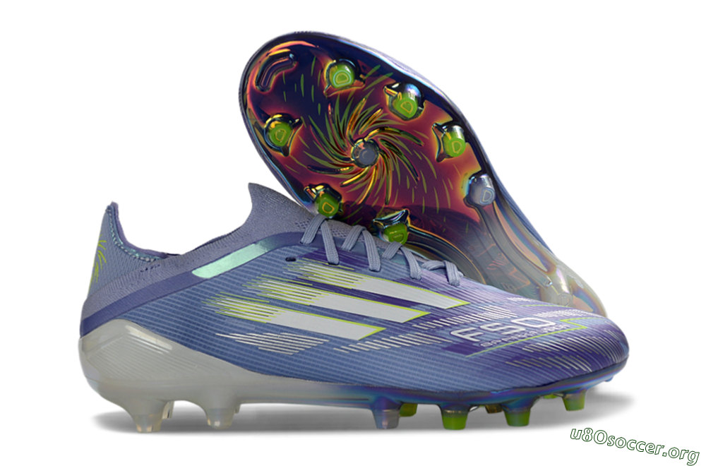 Adidas F50 Elite AG Football Boots - Blue/Electric Blue/Shimmering Green 2