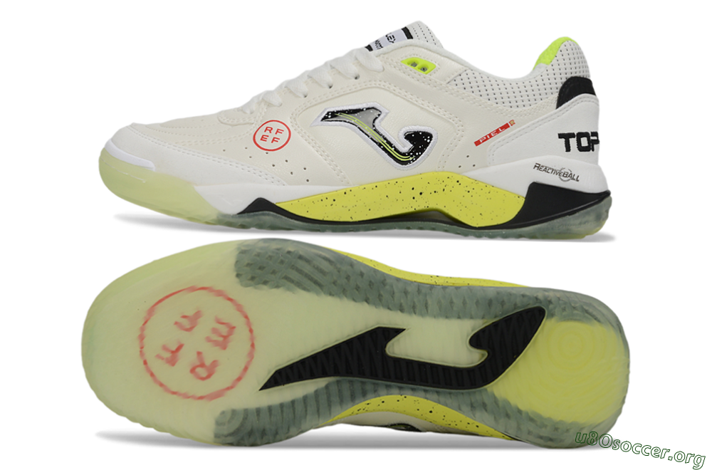 Joma Top Flex IC Football Shoes - White/Lime Yellow/Black 1