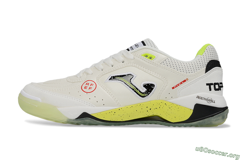 Joma Top Flex IC Football Shoes - White/Lime Yellow/Black 3