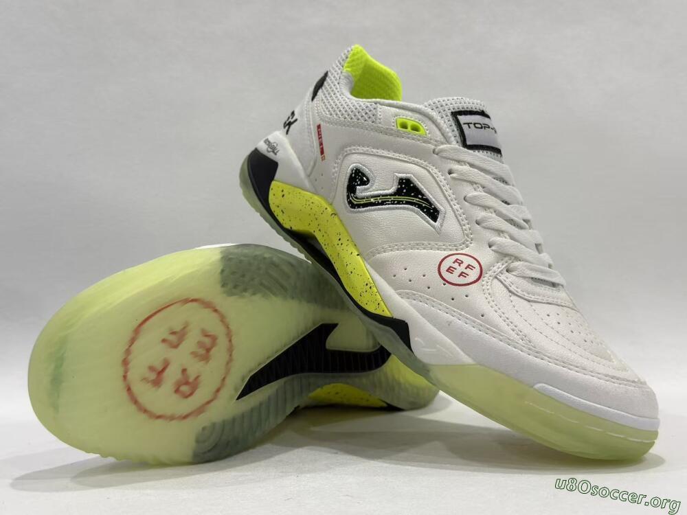 Joma Top Flex IC Football Shoes - White/Lime Yellow/Black