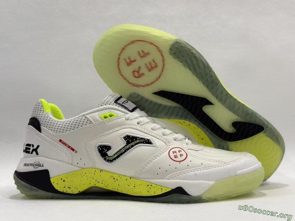 Joma Top Flex IC Football Shoes - White/Lime Yellow/Black