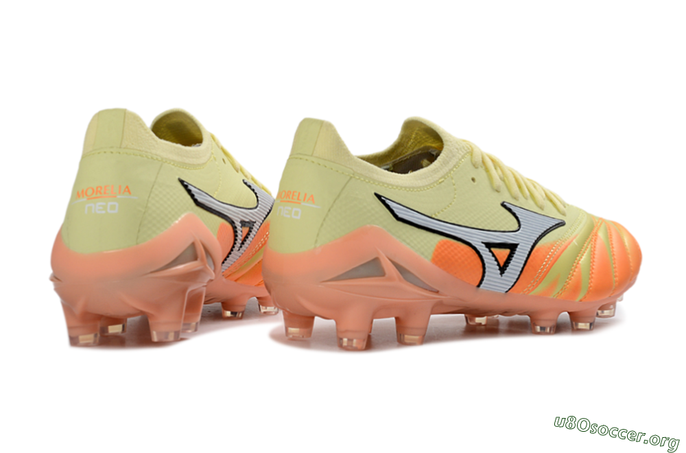 Mizuno Morelia Neo 4 FG Football Boots - Yellow/Bright Orange/Soft Pink 6