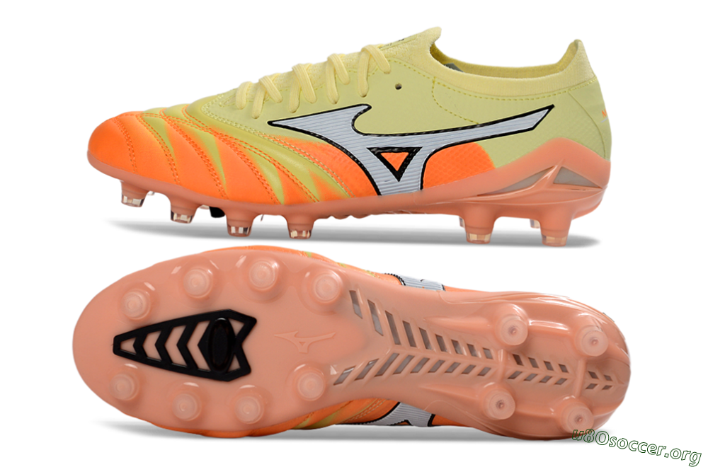 Mizuno Morelia Neo 4 FG Football Boots - Yellow/Bright Orange/Soft Pink 1
