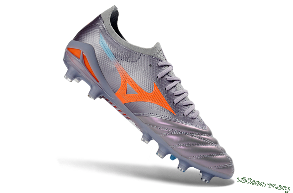 Mizuno Morelia Neo 4 FG Football Boots - Gray/Sunset Orange/Light Blue 4