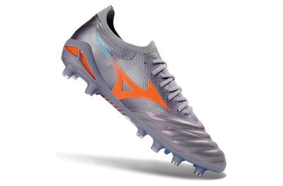 Mizuno Morelia Neo 4 FG Football Boots - Gray/Sunset Orange/Light Blue