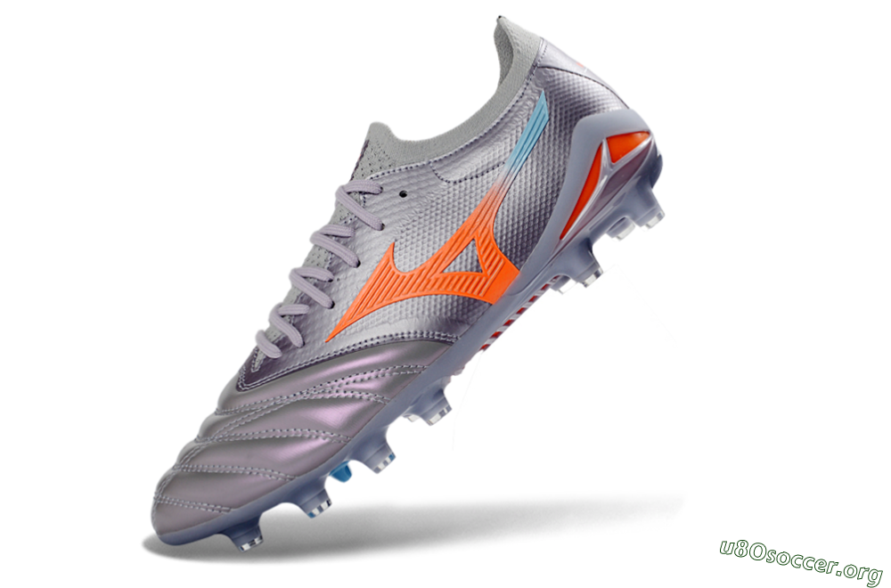 Mizuno Morelia Neo 4 FG Football Boots - Gray/Sunset Orange/Light Blue 5