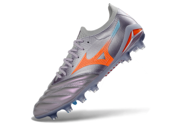 Mizuno Morelia Neo 4 FG Football Boots - Gray/Sunset Orange/Light Blue