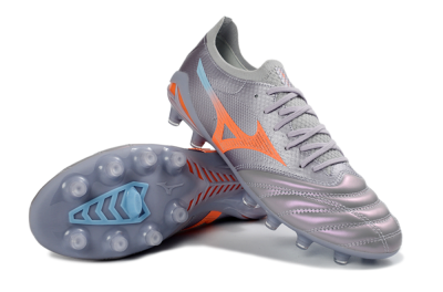 Mizuno Morelia Neo 4 FG Football Boots - Gray/Sunset Orange/Light Blue