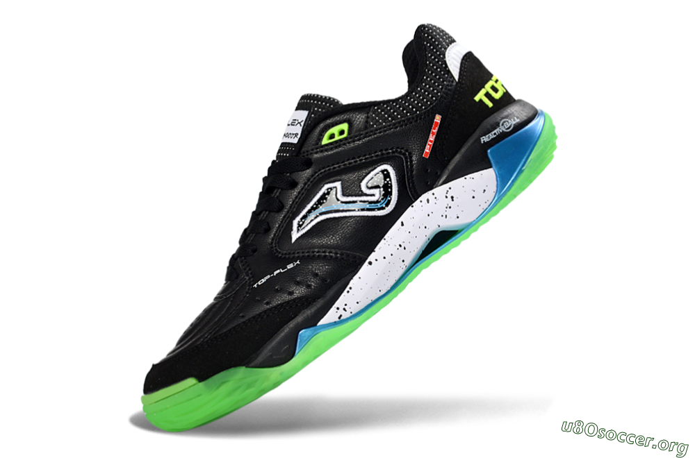 Joma Top Flex IC Football Shoes - Black/Fluorescent Green/Blue 5