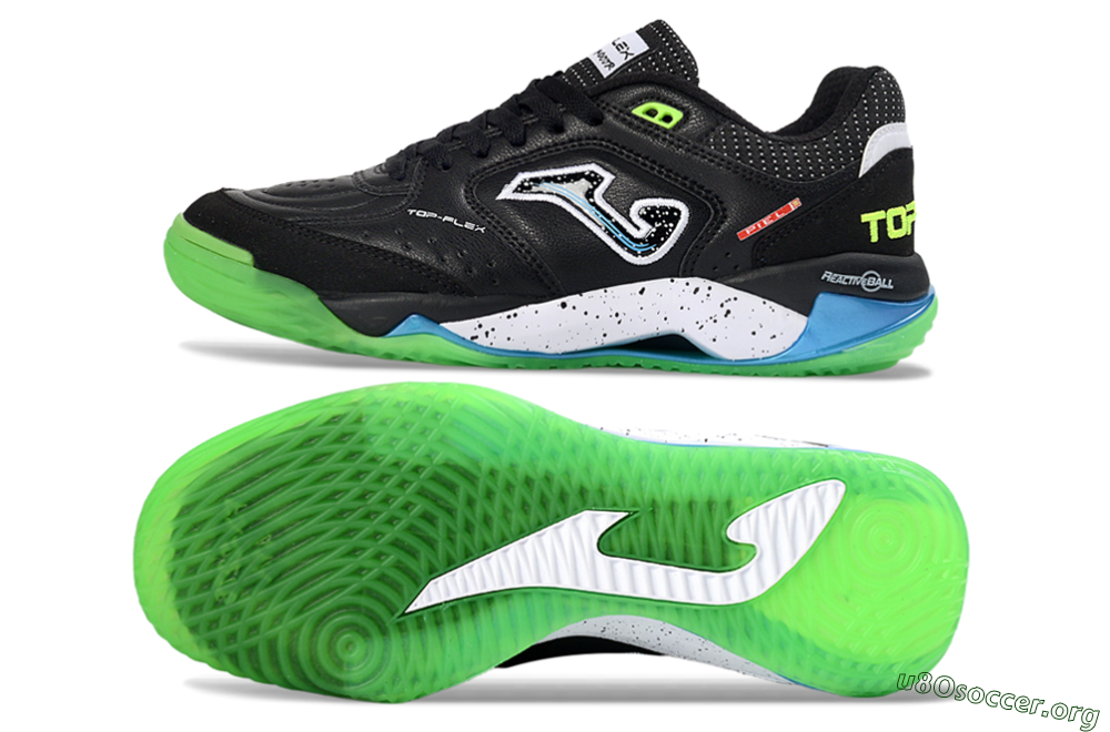 Joma Top Flex IC Football Shoes - Black/Fluorescent Green/Blue 1