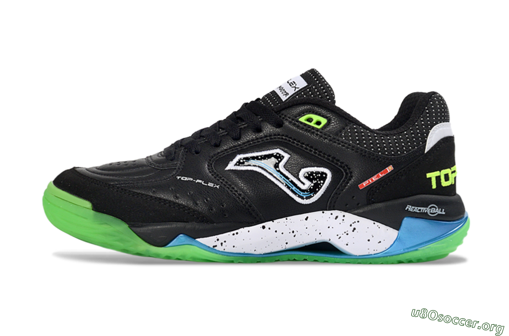 Joma Top Flex IC Football Shoes - Black/Fluorescent Green/Blue 3