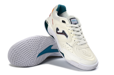 Joma Top Flex IC Football Shoes - White/Ocean Blue/Fiery Orange