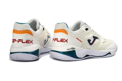 Joma Top Flex IC Football Shoes - White/Ocean Blue/Fiery Orange