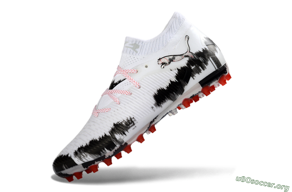 Puma Future 8 Ultimate MG Football Boots - White/Bold Red/Black Brushstroke 5