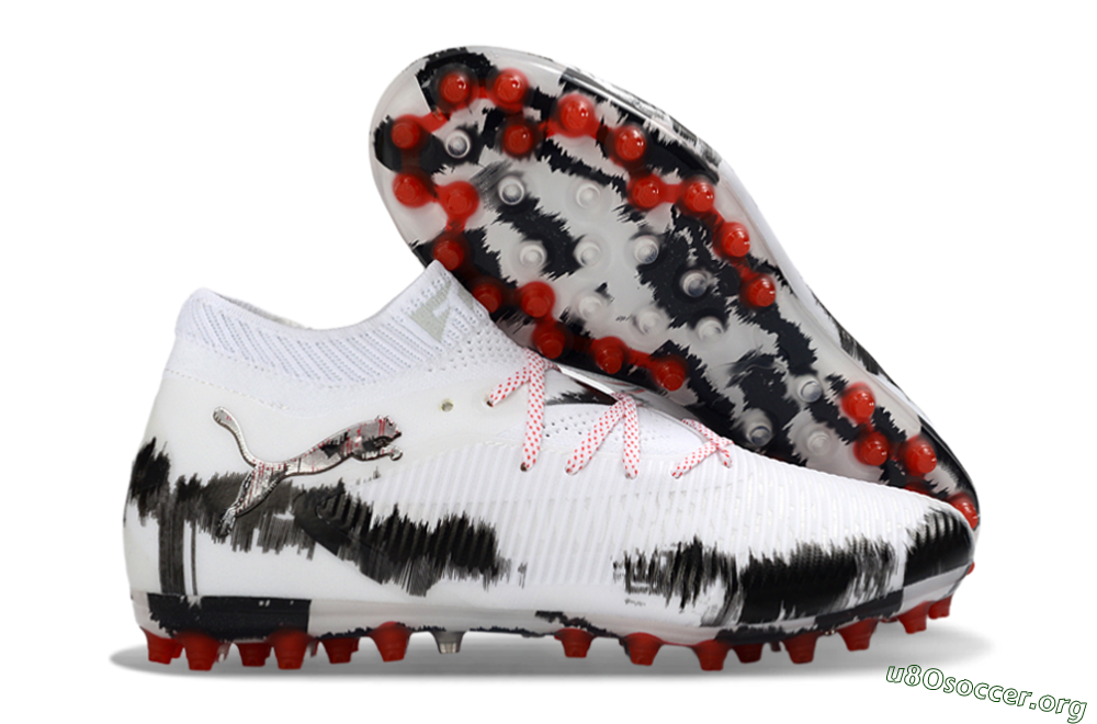 Puma Future 8 Ultimate MG Football Boots - White/Bold Red/Black Brushstroke 2