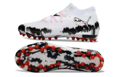 Puma Future 8 Ultimate MG Football Boots - White/Bold Red/Black Brushstroke