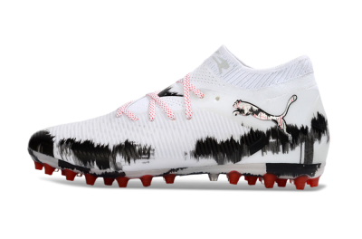 Puma Future 8 Ultimate MG Football Boots - White/Bold Red/Black Brushstroke