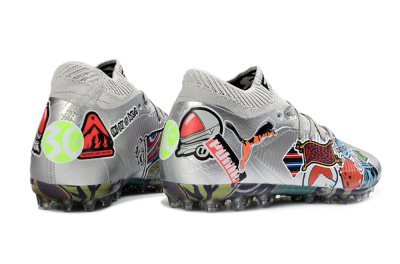 Puma Future 8 Ultimate MG Football Boots - Silver/Vibrant Multicolor/Playful Pattern