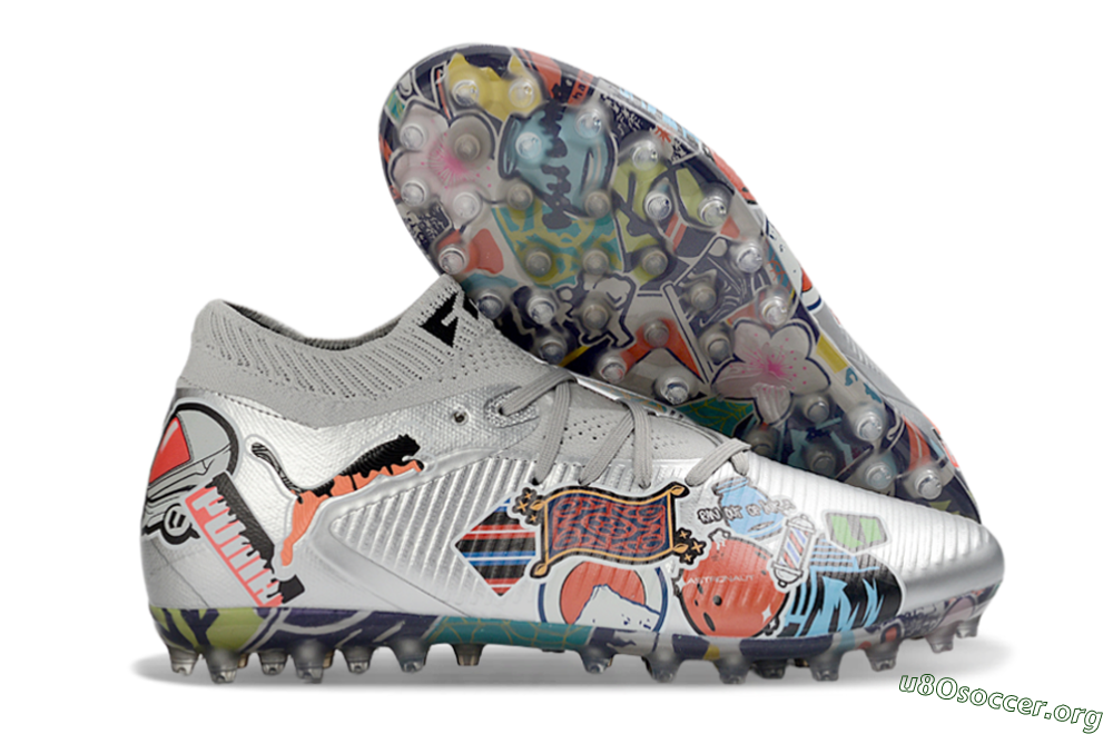 Puma Future 8 Ultimate MG Football Boots - Silver/Vibrant Multicolor/Playful Pattern 2