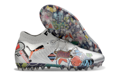 Puma Future 8 Ultimate MG Football Boots - Silver/Vibrant Multicolor/Playful Pattern