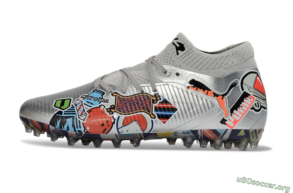 Puma Future 8 Ultimate MG Football Boots - Silver/Vibrant Multicolor/Playful Pattern 3