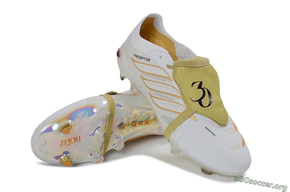 Adidas Predator 26 Elite Fold-Over Tongue FG Football Boots - White/Gold Enhancer/Reflective Shine 0