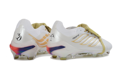 Adidas Predator 26 Elite Fold-Over Tongue FG Football Boots - White/Gold Enhancer/Reflective Shine