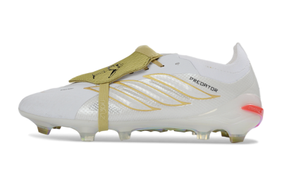 Adidas Predator 26 Elite Fold-Over Tongue FG Football Boots - White/Gold Enhancer/Reflective Shine
