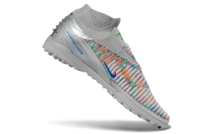 Nike Phantom 6 Elite High TF Football Shoes - Gray/Vibrant Orange/Neon Green