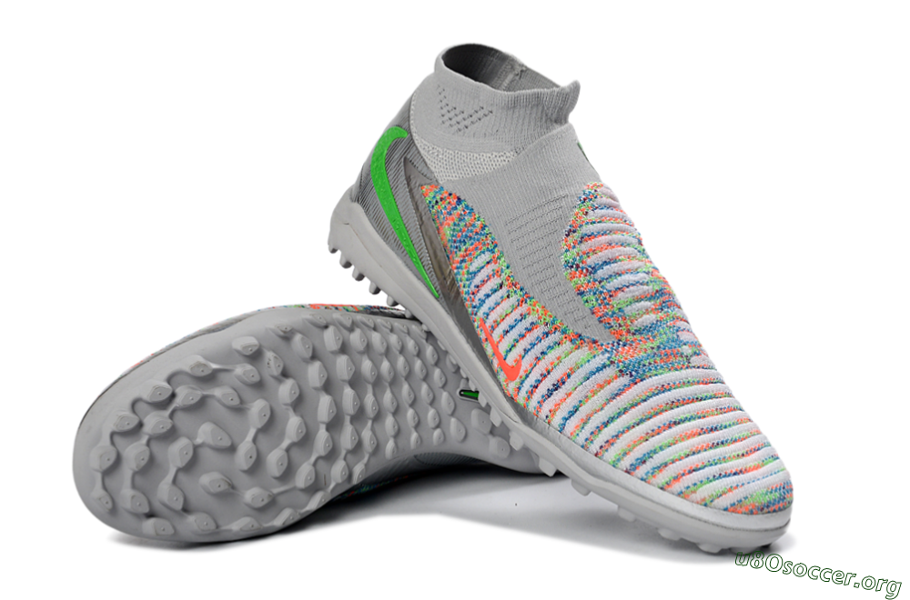 Nike Phantom 6 Elite High TF Football Shoes - Gray/Vibrant Orange/Neon Green 0