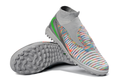 Nike Phantom 6 Elite High TF Football Shoes - Gray/Vibrant Orange/Neon Green