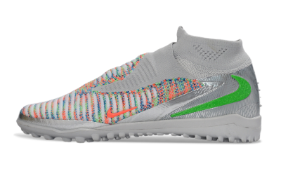 Nike Phantom 6 Elite High TF Football Shoes - Gray/Vibrant Orange/Neon Green