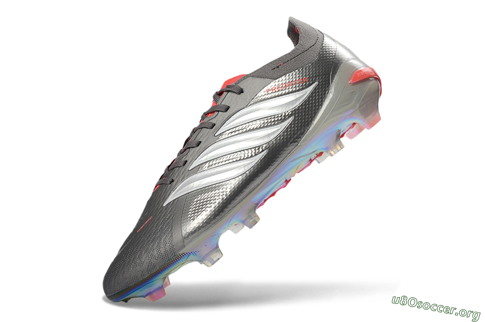 Adidas Predator 26 Elite FG Football Boots - Gray/Electric Red/Rainbow Flash 5